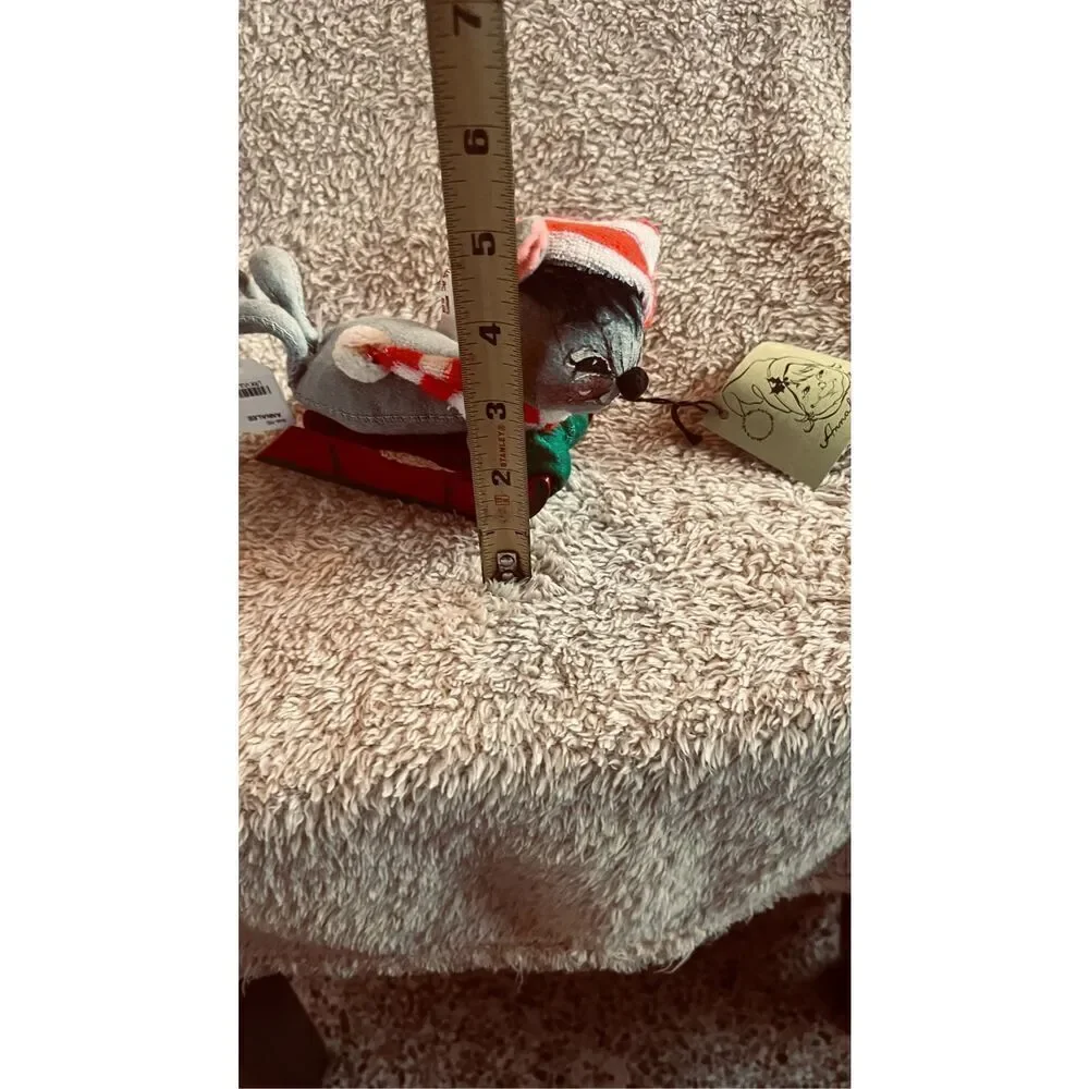 Annalee Doll Christmas Mouse Sledding 1965